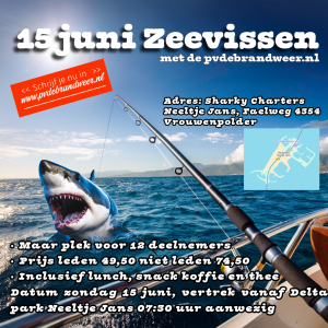 15 juni - Zeevissen op de Sharky vertrek vanaf Neeltje Jans