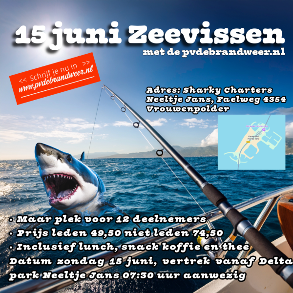 15 juni - Zeevissen op de Sharky vertrek vanaf Neeltje Jans
